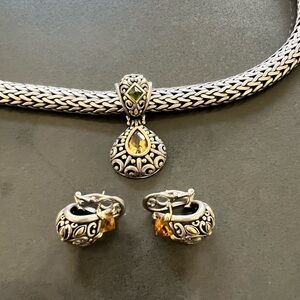 John Hardy Silver Necklace with Yellow Gemstone